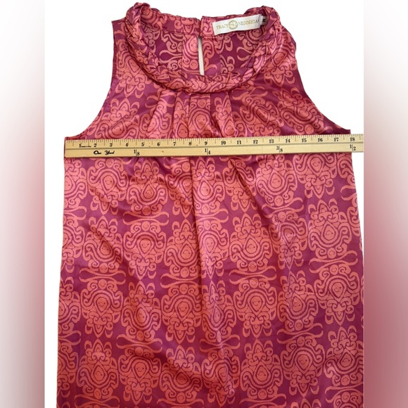 Tracy Negoshian Pink and Orange Patterned Dress, size Medium - Picture 6 of 7